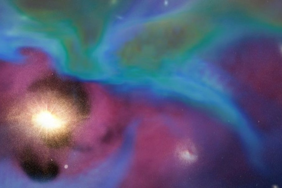 Kupa galaxií v Perseovi, v níž vědci za pomoci družice XRISM pozorovali pohyb mezigalaktického plynu.