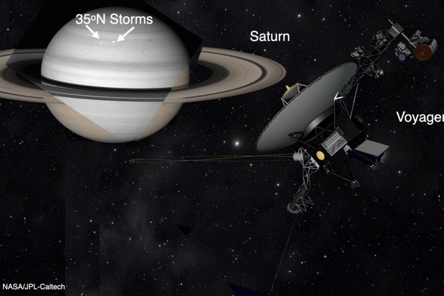 Sondy Voyager a místa vzniku blesků na Saturnu | Foto: NASA/JPL-Caltech