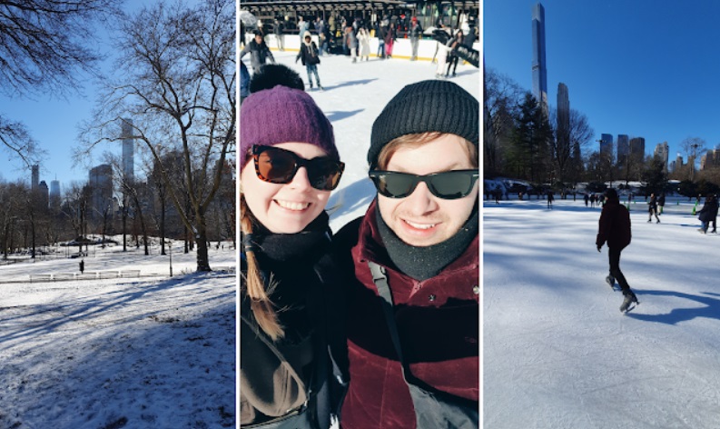Zasněžený Central Park s kluzištěm, zima 2023. Fulbright Pstross